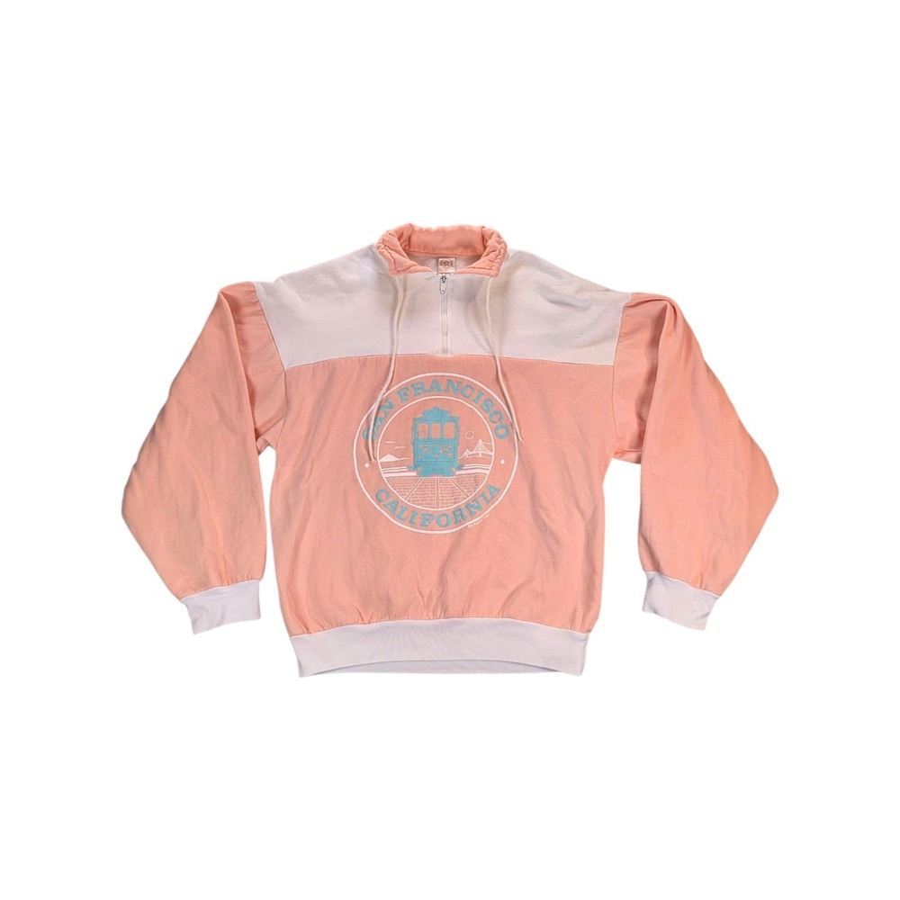 Distressed Vtg Crafted w/ Pride Women's ¼ Zipper Sweater Sz L San Francisco, CA